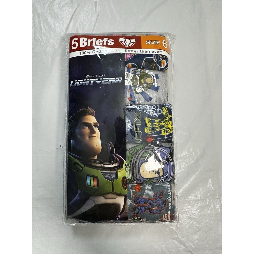 Disney Pixar Lightyear Boys Briefs 5-Pack 100% Cotton, Size 6
